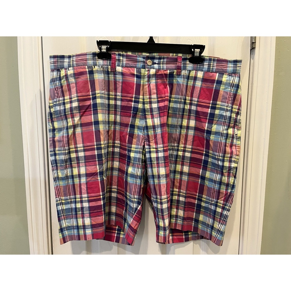 Polo Ralph Lauren Prospect Shorts Mens 42 Madras Plaid Pink Blue 9" Inseam‎